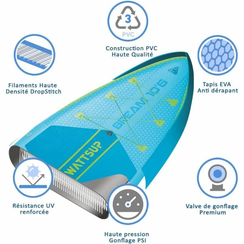 Paddle Gonflable WATTSUP BREAM 10'6" Avec Siege Et Pagaie Convertible Kayak 6 Paddle Gonflable WATTSUP BREAM 10'6" Avec Siege Et Pagaie Convertible Kayak – Image 4