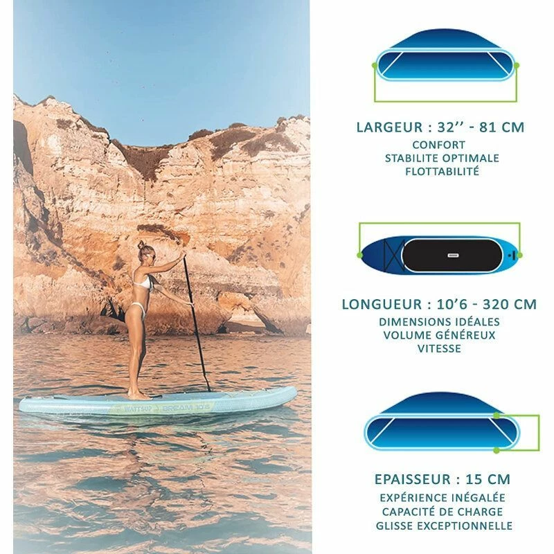Paddle Gonflable WATTSUP BREAM 10'6" Avec Siege Et Pagaie Convertible Kayak 8 Paddle Gonflable WATTSUP BREAM 10'6" Avec Siege Et Pagaie Convertible Kayak – Image 6